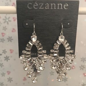 Cezanne, Silver-tone metal with clear rhinestones